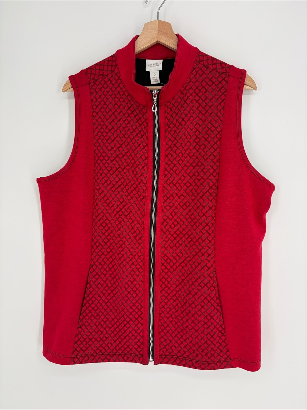🧢 nwt Chico's knit Red Zip Front Vest